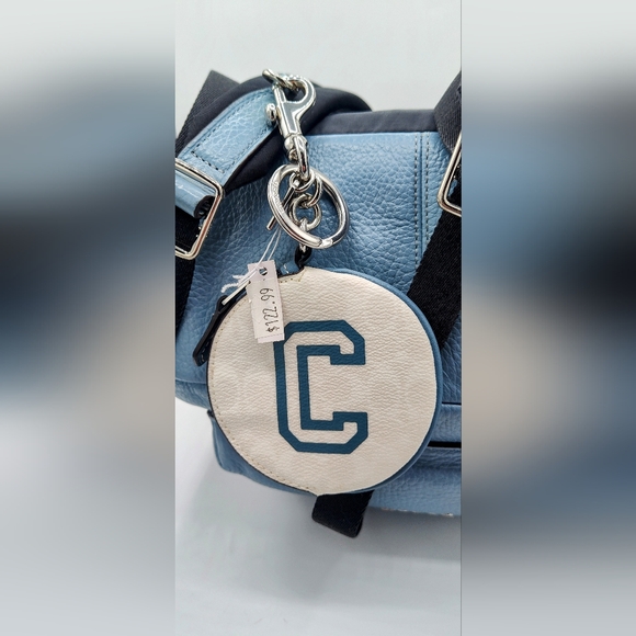 Coach woman's Campus backpack with Varsity pin & Coin Case.  Light blue. EUC - Picture 9 of 10